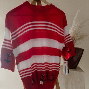 vintage 70s puff sleeve darling nautical shirt